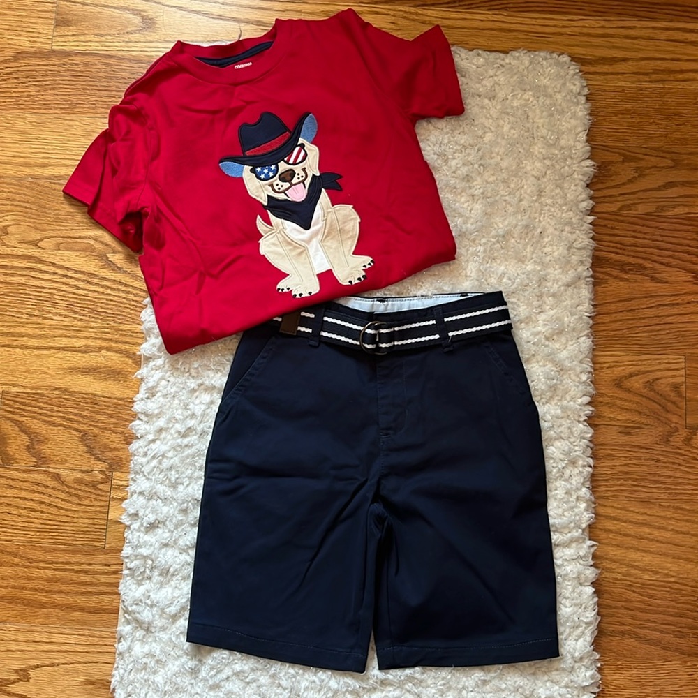 Gymboree boys chino shorts and tee set